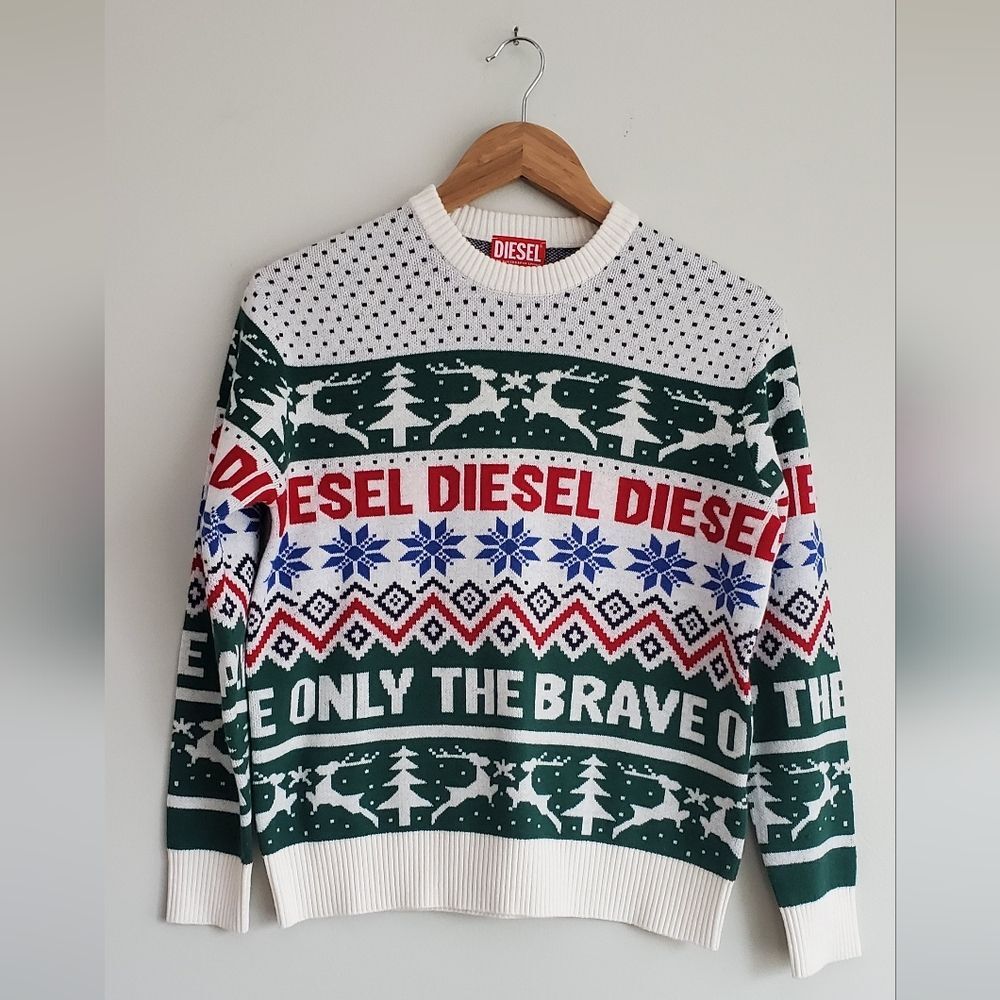 Diesel Kerry Chr Knitwear Wool Blend With Christmas Pattern Size 12 Y